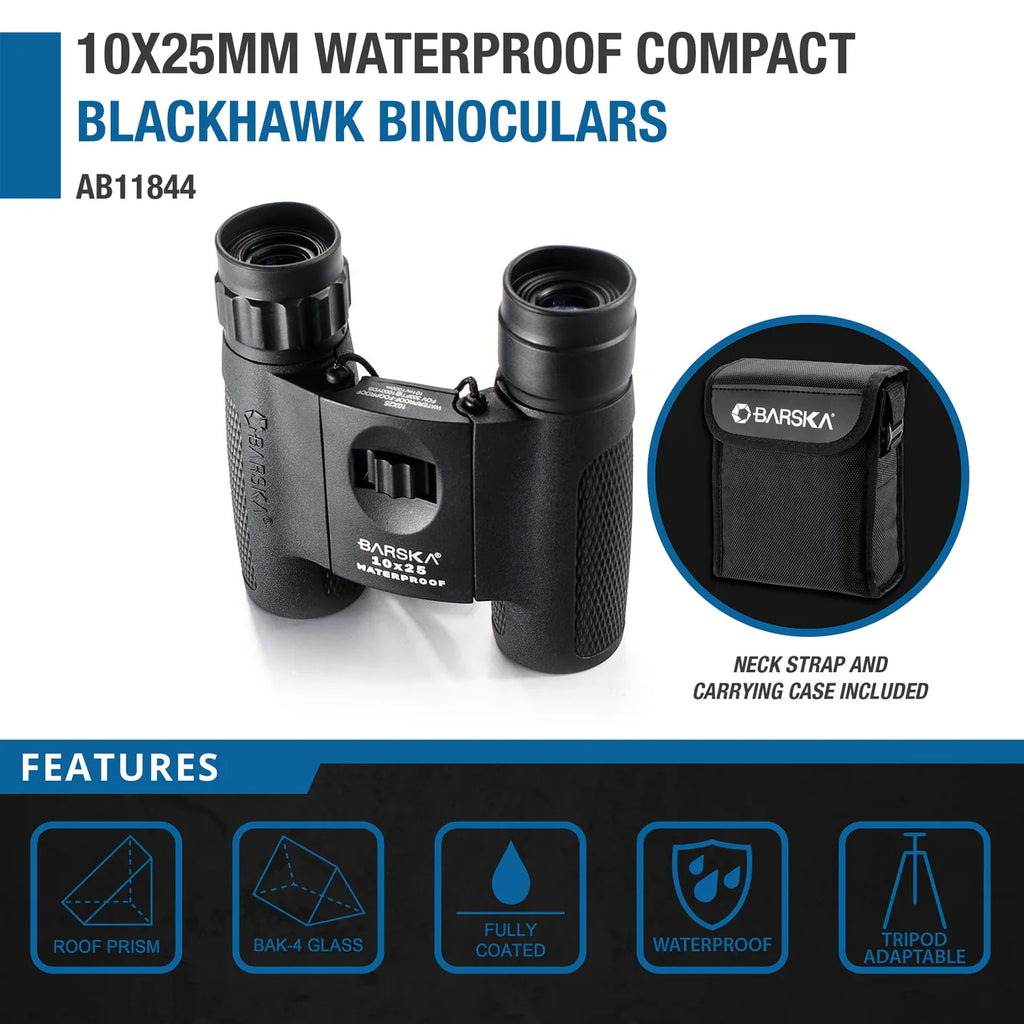 Barska Blackhawk Compact Waterproof Binoculars 10x25mm